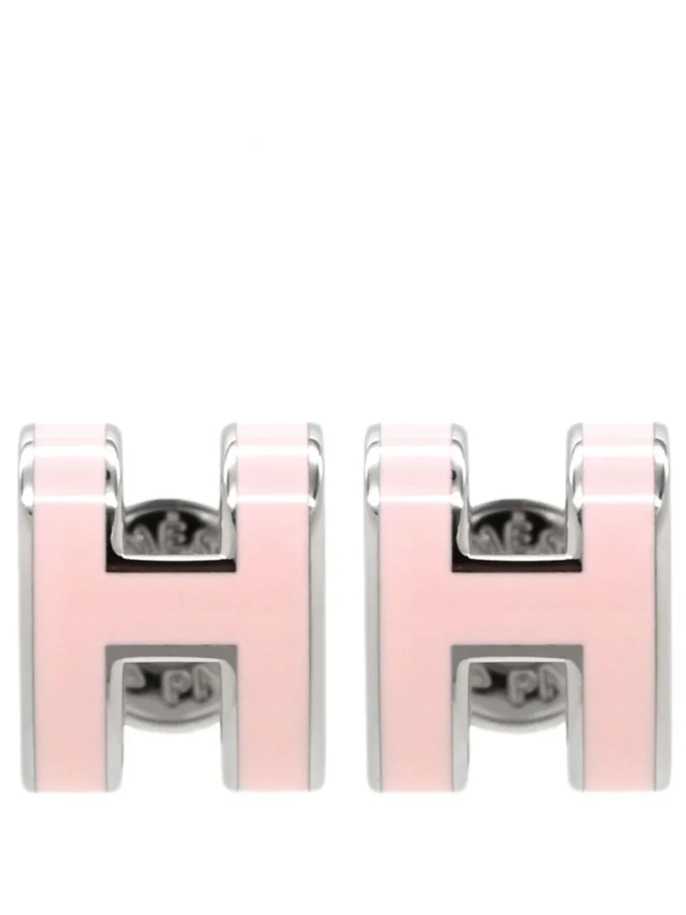 Hermes Earrings Pop Mini Enamel Rose Dragee Silver Pop Motif PG RG